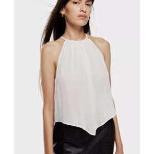 Aritzia Babaton Torres Espace Halter Tank NWT Women's Sz M White Lenzing Viscose